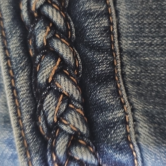 Refuge Blue Flare/bell Jeans. Size 8. Brass Buttons. High Rise. Nice - Picture 4 of 8